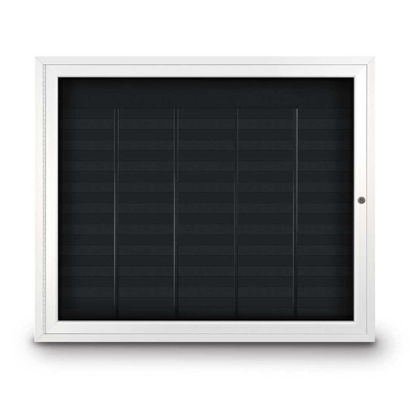 Outdoor Enclosed Combo Board, 72"x36", Satin Frame/Black Porc & Cork